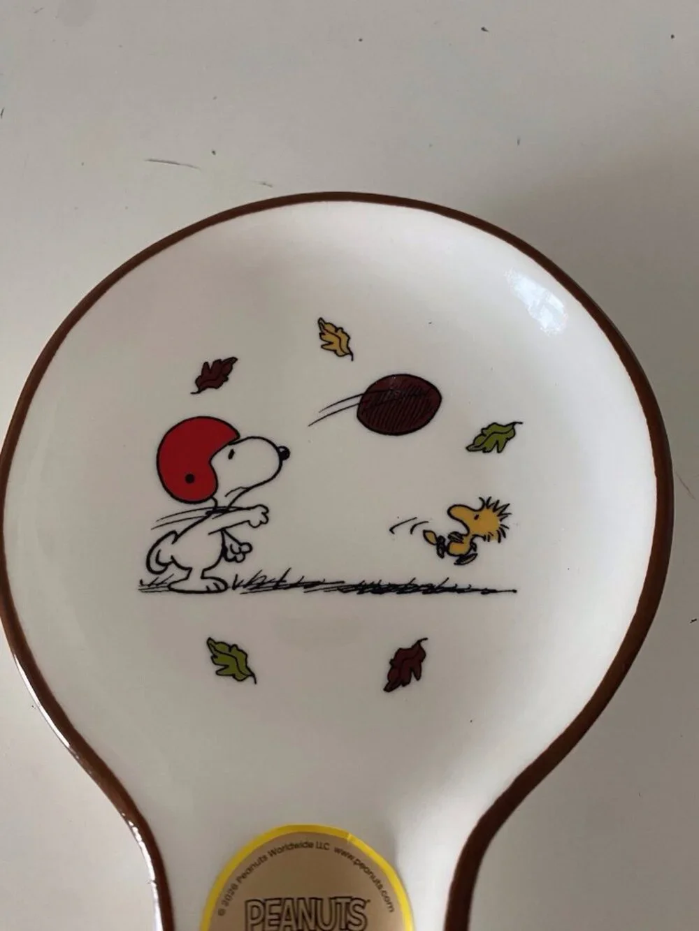 Rae Dunn X Peanuts Snoopy Woodstock Football Season Ceramic Spoon Rest Fall NEW